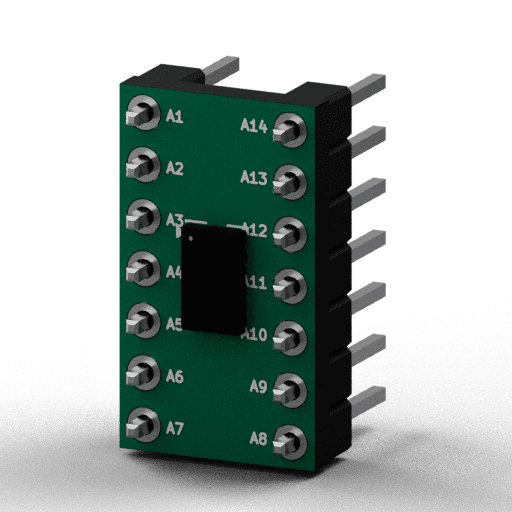 Static 3D Render of LGA-14 (3×5mm) x1 x1 breakout