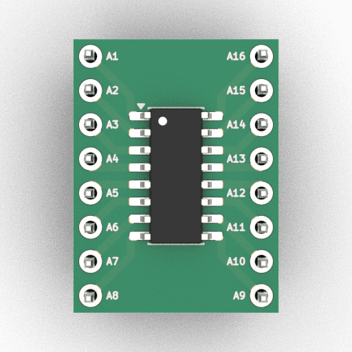 Schematic 3D Render of SOIC-16 (3.9×9.9mm) x1 x1 breakout
