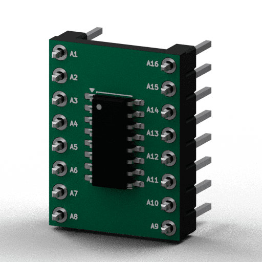 Static 3D Render of SOIC-16 (3.9×9.9mm) x1 x1 breakout