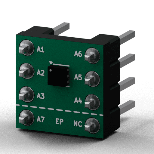 Static 3D Render of WSON-6-1EP (2×2mm, EP) x1 x1 breakout