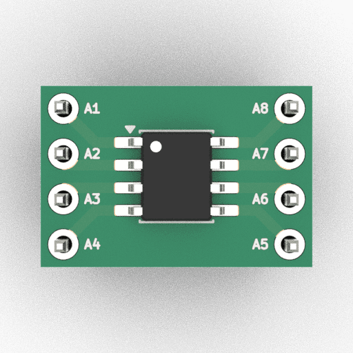 Schematic 3D Render of SOIC-8 (3.9×4.9mm) x1 x1 breakout