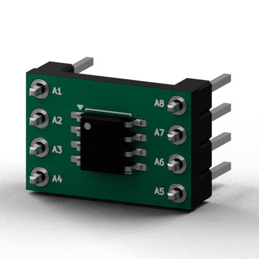 Static 3D Render of SOIC-8 (3.9×4.9mm) x1 x1 breakout