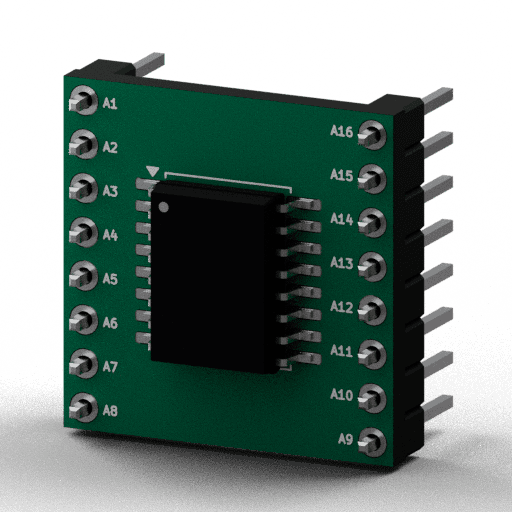 Static 3D Render of SOIC-16W (7.5mm wide) x1 x1 breakout