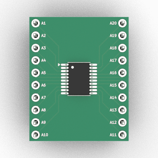 Schematic 3D Render of SSOP-20 (4.4×6.5mm) x1 x1 breakout
