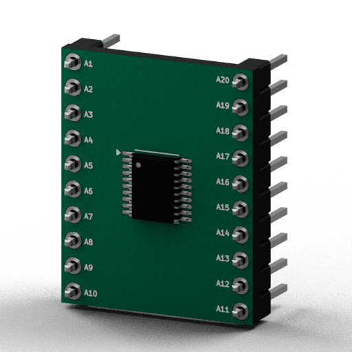 Static 3D Render of SSOP-20 (4.4×6.5mm) x1 x1 breakout