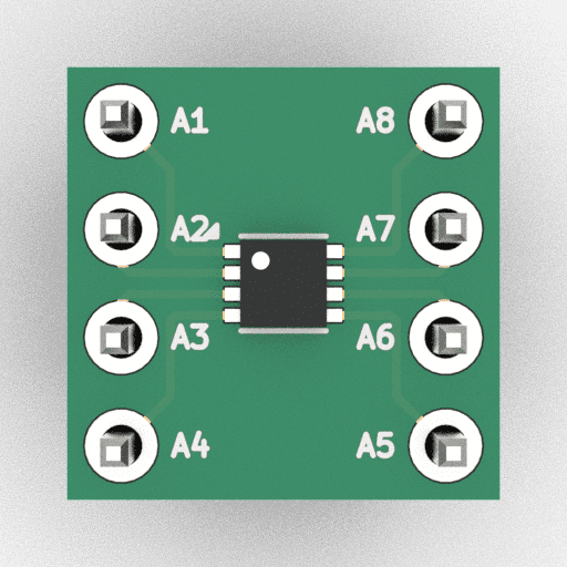 Schematic 3D Render of DFN-8 (2×2mm) x1 x1 breakout