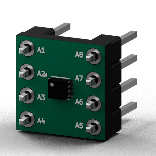 Static 3D Render of DFN-8 (2×2mm) x1 x1 breakout