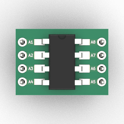 Schematic 3D Render of SMD-8 x1 x1 breakout