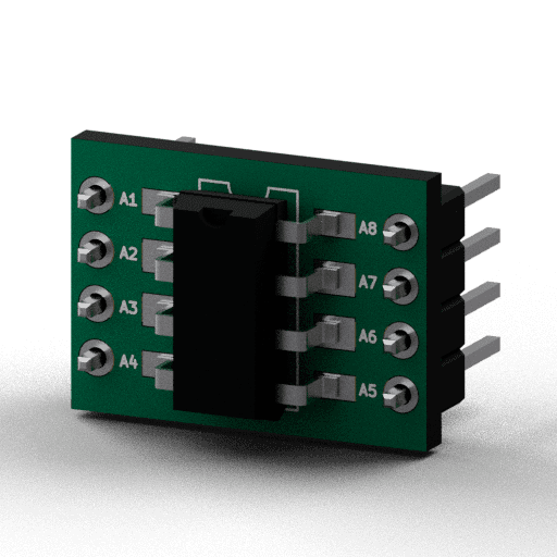 Static 3D Render of SMD-8 x1 x1 breakout