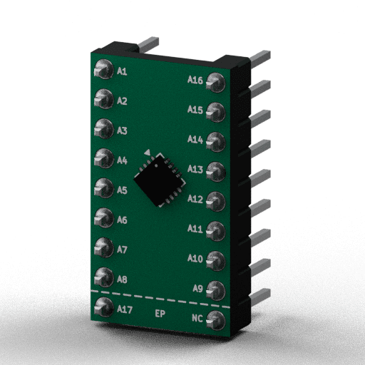 Static 3D Render of VQFN-16-1EP (3×3mm, EP) x1 x1 breakout