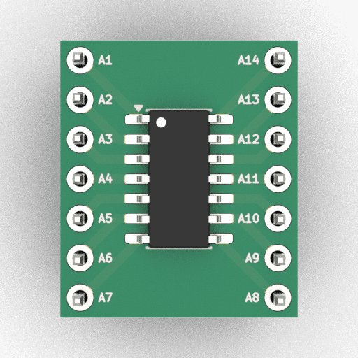 Schematic 3D Render of SOIC-14 (3.9×8.7mm) x1 x1 breakout