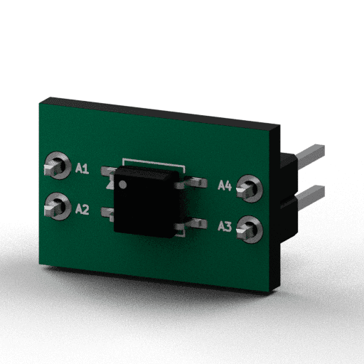 Static 3D Render of SOP-4 (3.8×4.1mm, P2.54mm) x1 x1 breakout