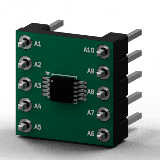 Static 3D Render of MSOP-10 (P0.5mm) x1 x1 breakout