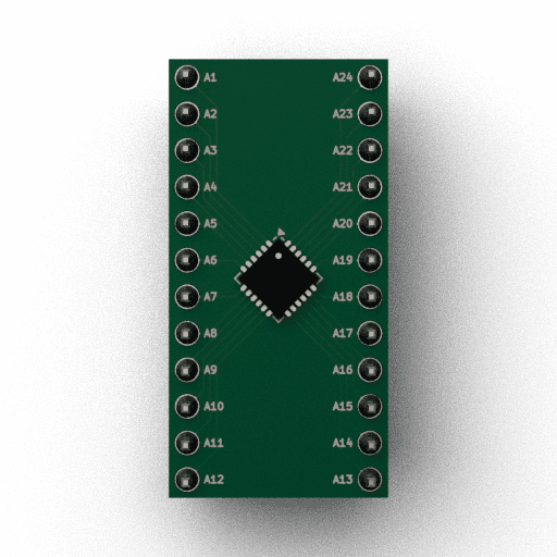 Schematic 3D Render of QFN-24 (4×4mm) x1 x1 breakout