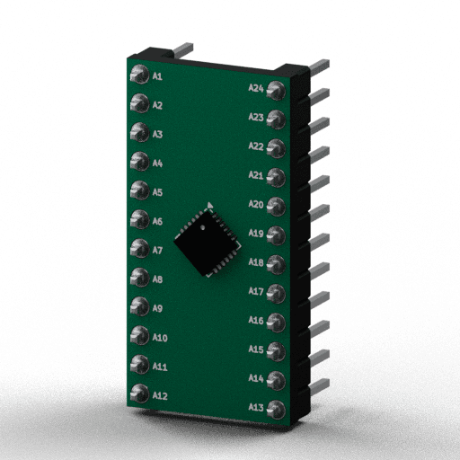 Static 3D Render of QFN-24 (4×4mm) x1 x1 breakout
