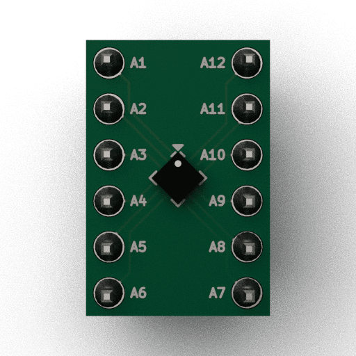 Schematic 3D Render of LGA-12 (2×2mm) x1 x1 breakout