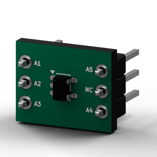 Static 3D Render of SOT-23-5 x1 x1 breakout