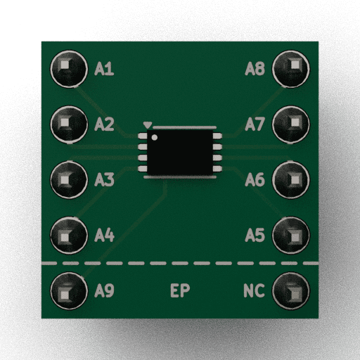 Schematic 3D Render of USON-8-1EP (3×2mm, EP) x1 x1 breakout