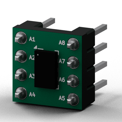 Static 3D Render of LGA-8 (3×5mm) x1 x1 breakout