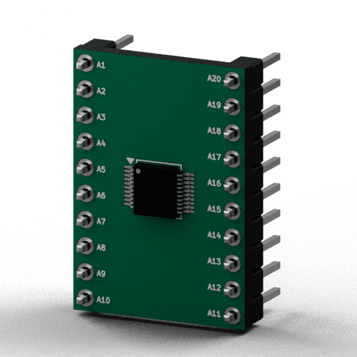 Static 3D Render of TSSOP-20 (4.4×5mm, P0.4mm) x1 x1 breakout