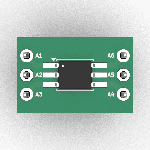 Schematic 3D Render of SO-6 (4.4×3.6mm) x1 x1 breakout