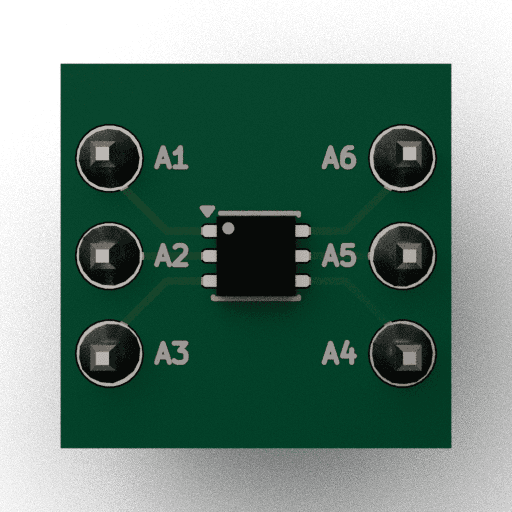 Schematic 3D Render of DFN-6 (2×2mm) x1 x1 breakout